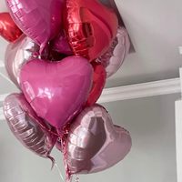 12 ballons en forme de cœur roses et rouges de 18 pouces, ballons brillants en feuille d'aluminium, décoration pour la Saint-Valentin, anniversaire, mariage, fête