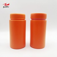 Pot cylindrique hermétique en plastique orange mat, de qualité alimentaire, pour médicaments, vitamines, comprimés, capsules et compléments alimentaires