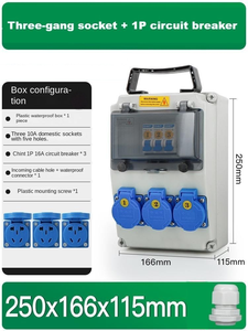 Three-pin socket + 1P air <b>switch</b>, ramp-style socket box, Support customization. Contact customer service for a quote - Product Image 2