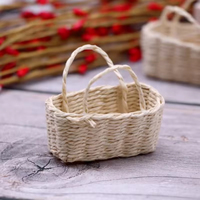 Maison de poupée Mini panier à fleurs en herbe Lafite, panier de rangement de simulation BJD, scène miniature OB11, jouet éducatif pour filles