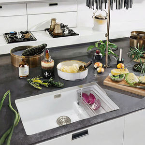 للبيع بالجملة حوض مطبخ بلؤلؤ فردي متتالي 29 بوصة حوض مطبخ أبيض تحت جبل 73x46 مع قسمين لفصل الأطباق - Product Image 3