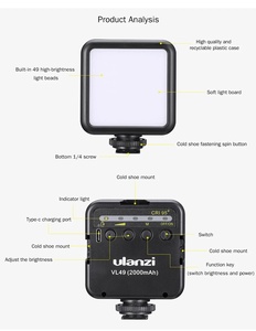 ไฟวิดีโอ LED พกพาขนาดเล็ก <span class=keywords><strong>Ulanzi</strong></span> <span class=keywords><strong>VL49</strong></span> รุ่นดั้งเดิม ไฟเติมแบบชาร์จได้ สำหรับการถ่ายภาพและวิดีโอบล็อก - Product Image 2