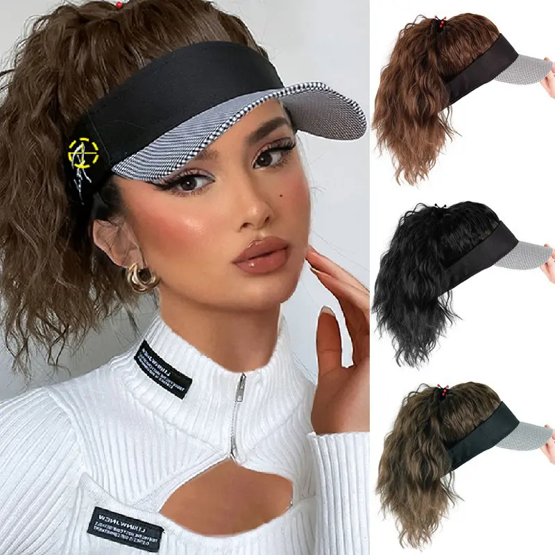 Wholesale 2022 Fashion Novelty Wig Baseball Cap Hair Sun Visor Hats Women's Toupee Funny Party Wig Caps