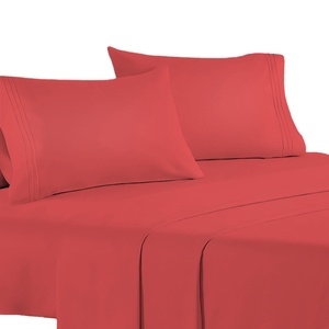 Hellrote Anpassbare Bettwäsche mit Tiefen Taschen Besticktes Bettlaken-Set 3-teilig - Product Image 1