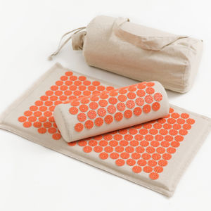 Set matras katun lipat dengan bantal, Set matras katun lipat dengan bantal untuk pijat akupuntur punggung & leher, tas pembawa warna kustom - Product Image 1