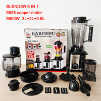 Robot Culinaire Électrique 6-en-1 de 9500W, Mixeur Broyeur et Extracteur de Jus Commercial Renforcé 3-en-1, Argent Crest, Bardefu