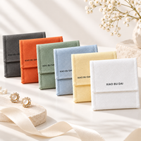 Pochette à bijoux jetable en toile de coton naturelle carrée avec rabat, personnalisable avec logo, OEM ODM, directement de l'usine, pour organiser bagues, boucles d'oreilles et lunettes