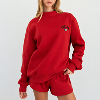 Sweat-shirt surdimensionné personnalisé pour femme, col montant, avec logo lettres et chiffres, en molleton 100% coton, épaules tombantes, pull décontracté à col haut