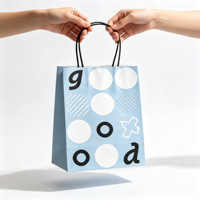 Sac cadeau en papier kraft bleu style Ins, sac à main portable pour emballage de souvenirs et de café à emporter