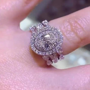 Anello di Lusso F939 con Diamante Naturale Taglio Brillante Rotondo, Colore G, Diamante Bianco Stile Halo per Fidanzamento Femminile - Product Image 6