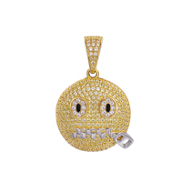 Bijoux Hip Hop Plaqué Or Iced Out Cubic Zircon Charms Pendentif émoticône en argent sterling 925 pour homme