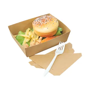 Caixa de almoço de papel de embalagem portátil eco biodegradável