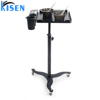 Kisen prix bon marché coiffure plateau d'organisation intelligent mobile pliant en acier inoxydable Beautyshop chariot à plateau d'extension de cheveux