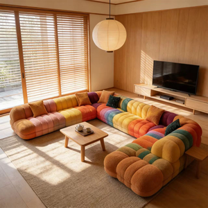 Juego de Sofás Seccionales Modulares de Lujo, Muebles Modernos de Terciopelo Arcoíris para Sala de Estar, Sofá Grande con Tapicería Acolchada Tipo Nube, Personalizable - Product Image 6