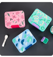 Boîte à lunch mignonne pour étudiants, récipient chauffable pour salade, boîte bento portable, hermétique, grande capacité, pour collations d'enfants, en plastique