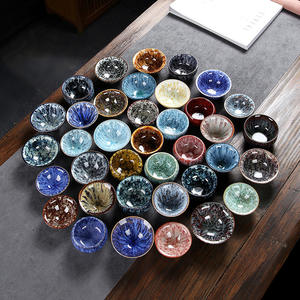 36 styles de tasses à thé chinoises en céramique Jianzhan, glaçure Tenmoku, 100 ml, faites à la main, artistiques, fantaisie, pour le thé ou le café - Product Image 1