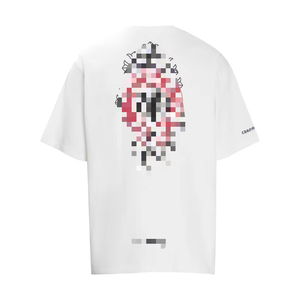 T-Shirt Unisex a Maniche Corte <span class=keywords><strong>in</strong></span> <span class=keywords><strong>Cotone</strong></span> 100% con Stampa Serigrafica di Cuori Cromati ad Alta Grammatura 240g, Stile Hip Hop, Vendita all'Ingrosso - Product Image 4