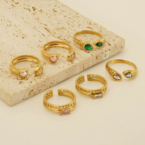 ZOGXIN Fashion Rings Gold Plated Zircon Open Design Geometric Shape Women's Party Jewelry - Product Image 3