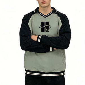 Camisas Polo de Alta Calidad con Rayas en Puños y Dobladillos, Personalizadas con Serigrafía, de Nailon, Casuales, Estilo Béisbol, Manga Raglán, Cuello en V - Product Image 2