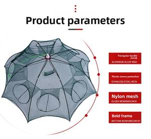 Filet de cage à crevettes pliable automatique du fabricant en gros Matériel de pêche pour l'aquaculture Spécifications multiples Fabriqué en nylon - Product Image 2