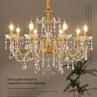 Lustre rétro en laiton vintage français pour salon, salle à manger, villa, escalier, luxueux et romantique