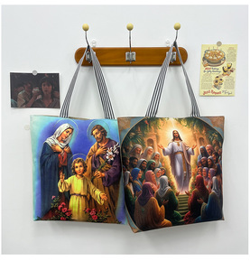 Bolso de lona de gran capacidad para mujer, moda europea americana, nuevo diseño de Jesús María, cierre de cremallera, bolso de compras de tela de lino - Product Image 5
