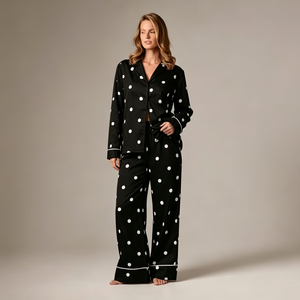Ensemble de pyjama en coton pour femmes, vêtements de nuit personnalisés pour femmes, ensemble de pyjama en bambou à faible MOQ, vente en gros, marque privée, fabricant OEM ODM - Product Image 3