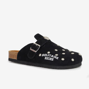 कस्टम यूनिसेक्स नरम गाय सूट चमड़े के एंटीलिप एकमात्र खच्चरों को समायोज्य बकसुआ क्लैस कॉर्क बर्केन चप्पल - Product Image 1