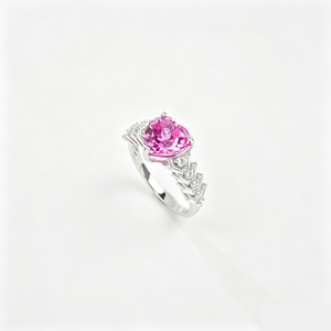 Anillo de Plata de Ley S925 con Zafiro Padparadscha Creado en Laboratorio - Product Image 1