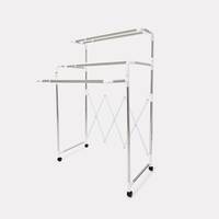 Séchoir à linge pliant extensible en acier inoxydable à 4 barres sur roulettes pour la maison - Vente en gros