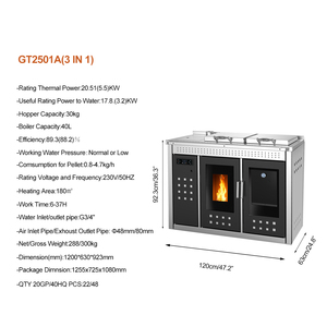 Poêle à granulés de bois moderne autonome sans fumée GT2501A 3 en 1, <span class=keywords><strong>chauffage</strong></span> <span class=keywords><strong>central</strong></span> à eau, chaudière à granulés, cuisinière - Product Image 3