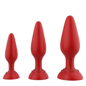 New Rose Cone Three Piece Silicone Anal Plug Suction Butt Plug Masturbation Sex Toy for man