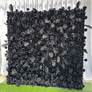 Decoración de pared de flores artificiales 8x8ft de alta calidad, panel de pared de flores, 5d telón de fondo, para decoración de boda - Product Image 4
