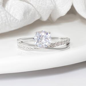 Envío Rápido, Joyería de Moda, Anillo de Compromiso de Plata Chapada en Oro con Banda Trenzada y Circonita para Mujer - Product Image 6