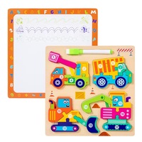 Jouets en bois DIY pour la maternelle : Véhicules d'ingénierie, animaux de dessin animé, véhicules de circulation – Jeux de puzzle à assembler Montessori pour bébés et enfants