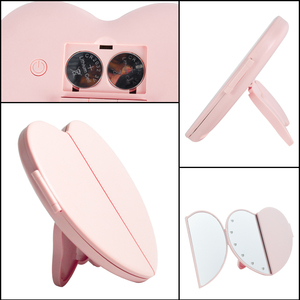 Wholesale Mirror Portable Pocket Cosmetic Folding Dual-Sided Magnifying Mirror LED Light Heart Shape GZ RTS Bulk Mixed Order - Product Image 2