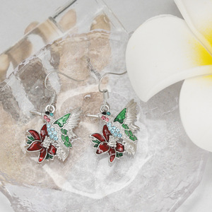 FCJ moda orecchini colibrì colibrì pieno di diamanti collana con ciondolo Set