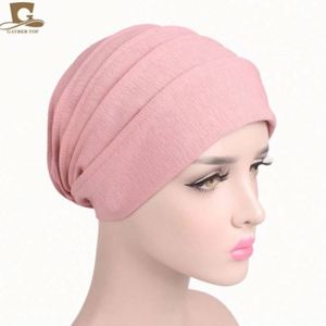 Nuevo Gorro de Moda para Mujer, Talla Única, Estilo Holgado, Tipo Snood, Gorro para Quimioterapia, Turbante, Color Sólido, para Dormir, de Algodón y Poliéster - Product Image 2