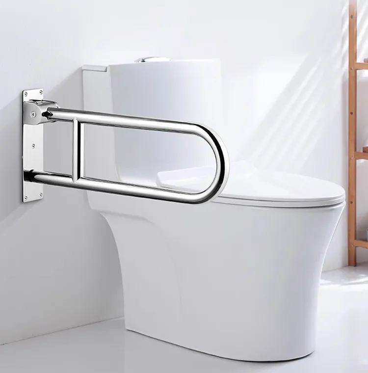 Wall Mount Brushed Folding U Shaped Handrail Stainless Steel 304 Toilet Safety Handles Armrest Bathroom handrail For Disabled