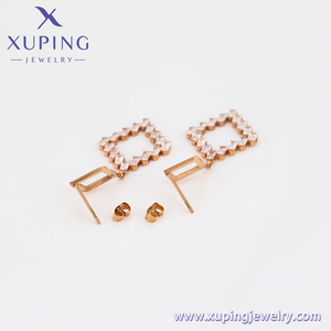 81069 XUPING <strong>JEWELRY</strong> Quadrilateral Delicate Charm <strong>Jewelry</strong> with Diamonds Stainless Steel Rose Gold Plated Pendant Earrings - Product Image 2