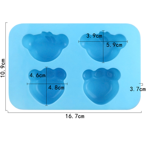 Moule en silicone réutilisable pour résine, savon et bougies, en forme de 4 ours et de pieds, pour la fabrication artisanale de gâteaux, savons, résines et bonbons DIY - Product Image 2