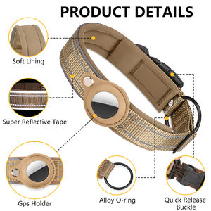 Benutzer definierte Luxus reflektierende Nylon verstellbare Anti-Lost Pet <span class=keywords><strong>Dog</strong></span> Cat Tracking Halsband mit Airtag Halter <span class=keywords><strong>GPS</strong></span> Hund Katzen halsband - Product Image 3