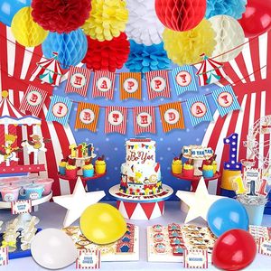 Decoraciones para Fiestas de <span class=keywords><strong>Carnaval</strong></span>, Artículos de Cumpleaños de Circo, Pancarta de Feliz Cumpleaños de Circo, Pompones de Papel, Flores, Bola de Panal - Product Image 4