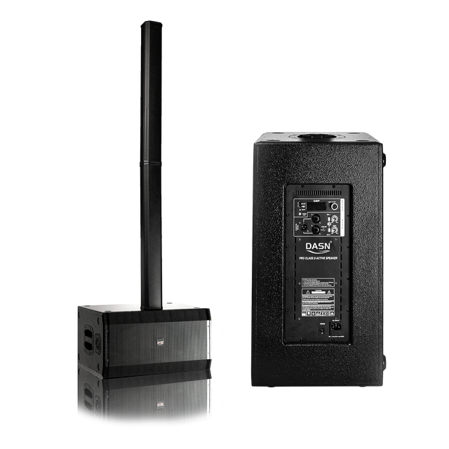 DASN B22G 4000W PEAK Class D Array Active Professional Column Speaker Double 10 Inch Subwoofer PA System Outdoor Loudspeaker