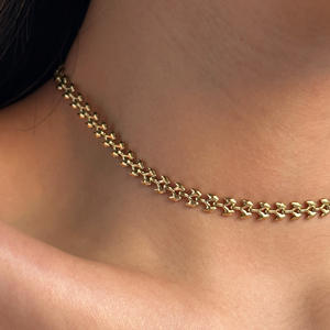 Collier YF4066 Vintage Fashion en acier inoxydable plaqué or 18 carats, sans ternissement, chaîne géométrique en forme de blé, de cerise et d'avion - Product Image 6