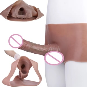 Amazon Hot Sell Hollow Penis Sleeve Silicone Pants Wearable <b>Dildo</b> Cover Gay Sex Toys Strap on Men Adult Products - Product Image 1