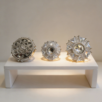 Kancing Kristal Bulat Mewah Bertabur Zirkon, Kancing Logam Dekoratif untuk Mantel, Gaun, Kerajinan DIY