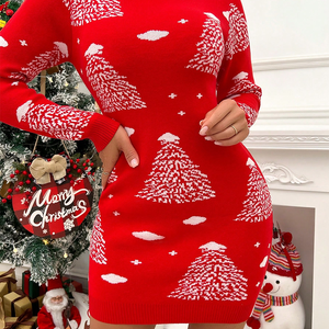 Maglione all'ingrosso abiti invernali da donna a girocollo vestito lavorato a <span class=keywords><strong>maglia</strong></span> da donna Pullover <span class=keywords><strong>rosso</strong></span> divertente albero di natale maglione caldo da donna - Product Image 2