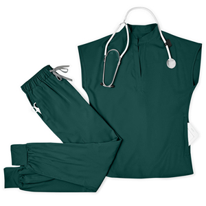 Ensemble de tenue d'infirmière confortable pour femme 2026 LOMW, <span class=keywords><strong>veste</strong></span> à manches courtes bleu roi et beige, pantalon jogger, uniformes de travail - Product Image 3