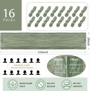 <b>Green</b> Woven Cheesecloth Gauze Modern <b>Table</b> <b>Runner</b> 10Ft 120 Inches Reusable for Wedding Bridal - Product Image 2